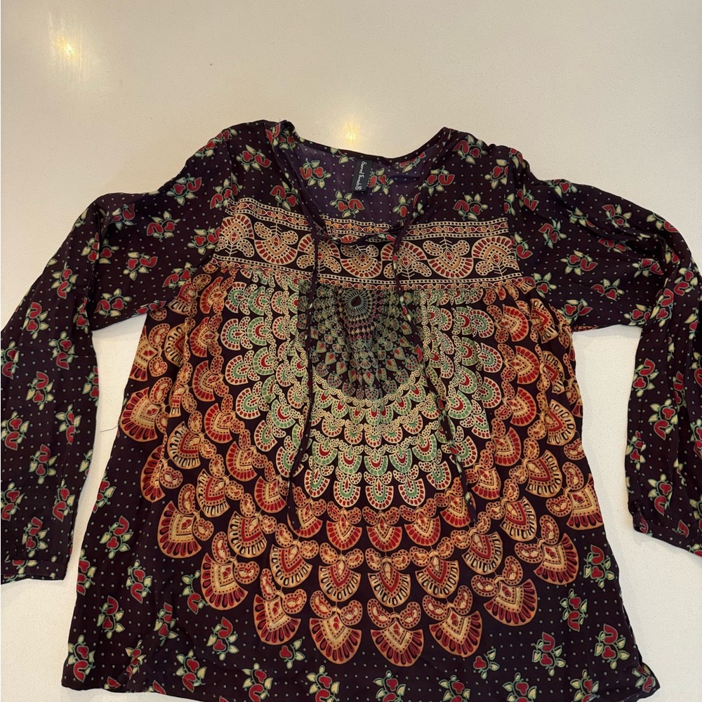 Sacred Threads one size bohemian long sleeve blouse